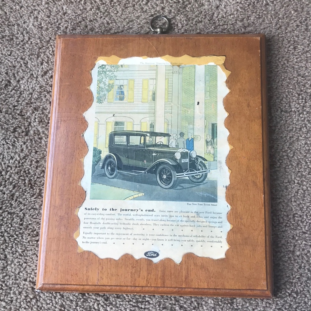 Handmade antique Ford wall hanging, GUC